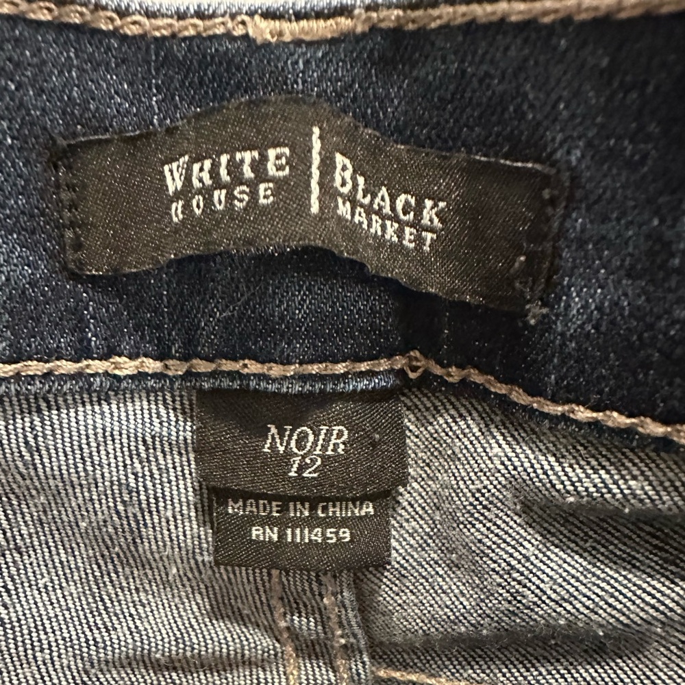 White House Black Market Noir Indigo Slim Cropped Cotton Blend Jeans Women’s 12 - Picture 5 of 12